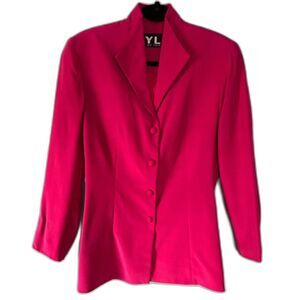 Vintage YL By Yair 100% silk pink lined blazer with shoulder pads size 12